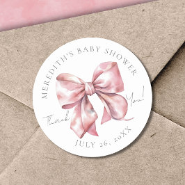 Rosa Båge Bebisens Förfest (Baby Shower) Runt Klistermärke
