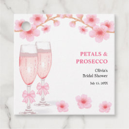 Rosa båge blomblad och Prosecco bröllopsdusch Gåvor Etiketter