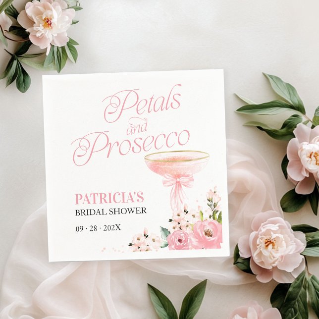 Rosa båge blomblad och Prosecco bröllopsdusch Pappersservett (Skapare uppladdad)
