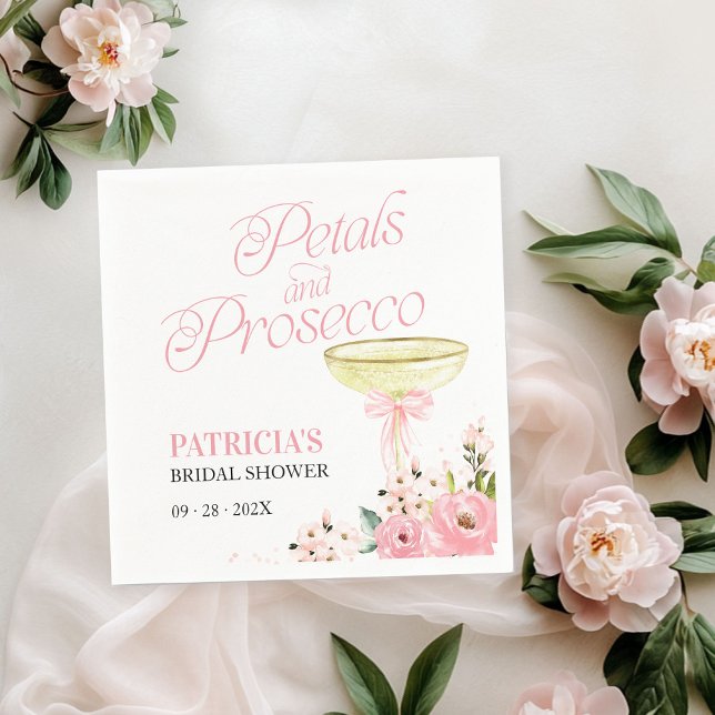 Rosa båge blomblad och Prosecco bröllopsdusch Pappersservett (Skapare uppladdad)