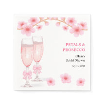 Rosa båge blomblad och Prosecco bröllopsdusch 