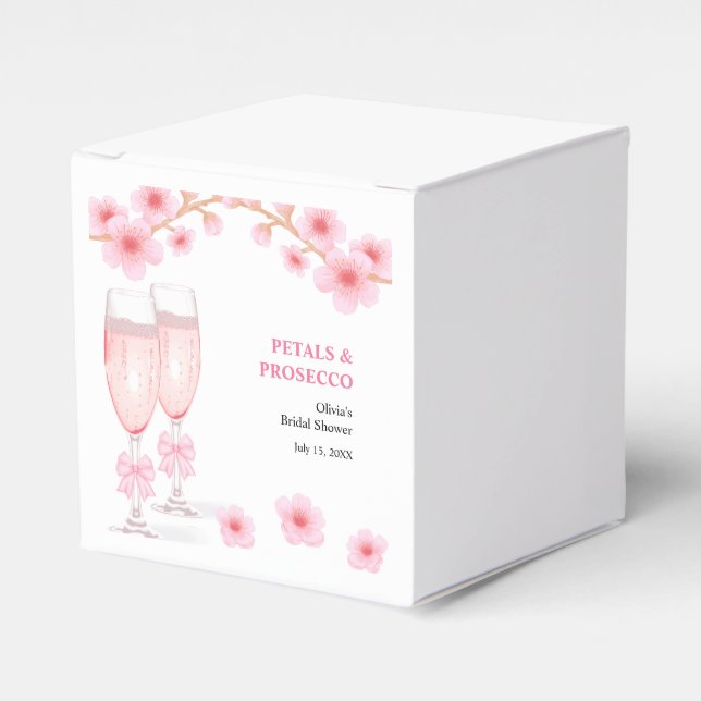 Rosa båge blomblad och Prosecco bröllopsdusch  Presentaskar (Framsidan Sidan)