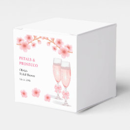 Rosa båge blommiga kronblad och Prosecco bröllopsd Presentaskar
