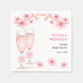 Rosa båge Blommiga kronblad och Prosecco Bröllopsf Pappersservett