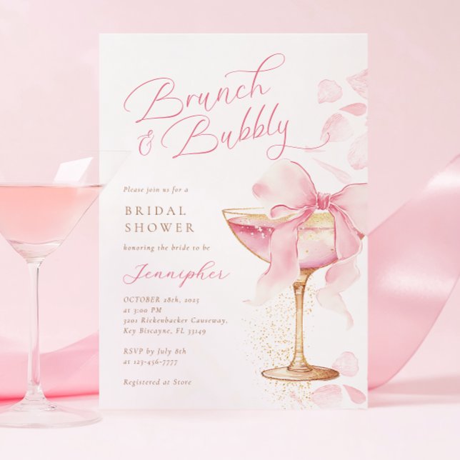 Rosa båge Brunch och bubblig bröllopsdusch Inbjudningar (Skapare uppladdad)