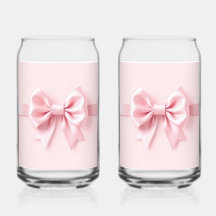 Rosa båge burk glas par