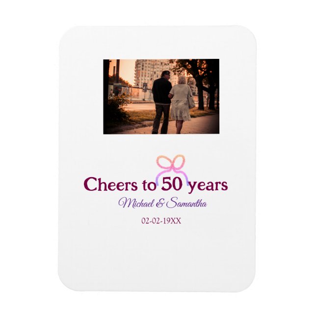 Rosa båge firar 50-årsjubileum för bröllop  magnet (Vertikal)