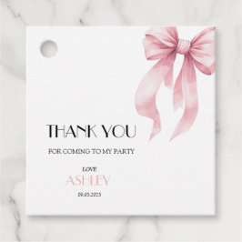 Rosa båge födelsedagsinbjudan för flickor gåvor etiketter