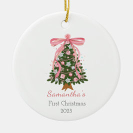 Rosa båge Första julens anpassningsbar Foto Orname Julgransprydnad Keramik