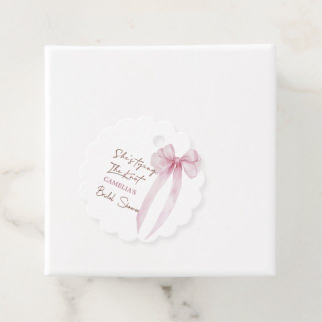 Rosa båge Hon knyter knuten Bröllopsfest Gåvor Etiketter (På plats)