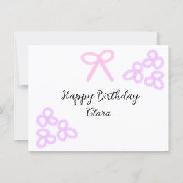 Rosa båge lila blommig pastell glad födelsedag  vykort