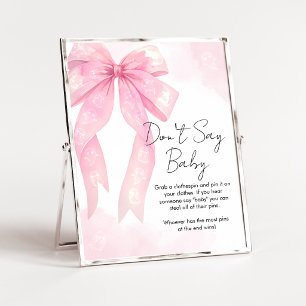 Rosa båge Little Boo Shower Don't Say Baby-skylt Poster