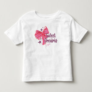 Rosa båge "Söta drömmar" Glittertypografi T Shirt