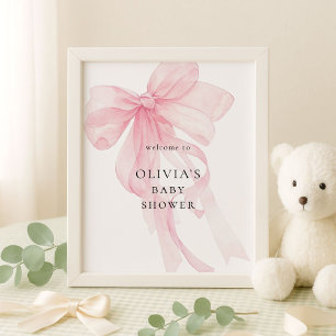 Rosa båge Välkommen till baby shower Poster