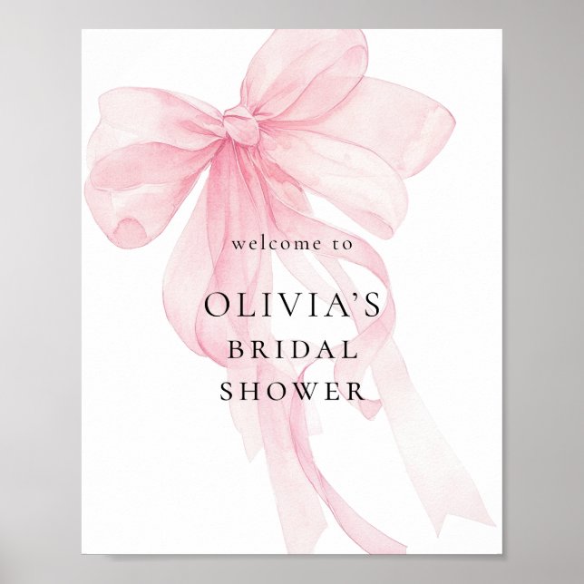 Rosa båge välkommen till bröllopsfest poster (Framsidan)