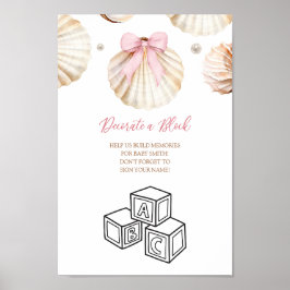 Rosa bågskalsblockskylt för baby shower-dekoration poster
