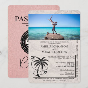 Rosa Bahamas-inbjudan till passbröllop Inbjudningar