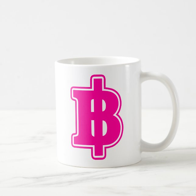 ROSA BAHT SIGN ฿ Thai Money Currency ฿ Kaffemugg (Höger)