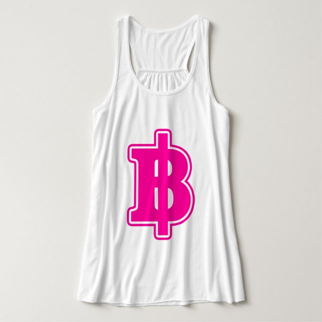 ROSA BAHT SIGN ฿ Thai Money Currency ฿ Linne Med Racerback (Design framsida)