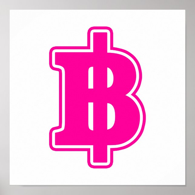 ROSA BAHT SIGN ฿ Thai Money Currency ฿ Poster (Framsidan)