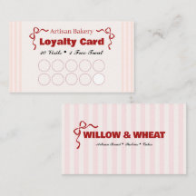 Rosa Bakar Loyalty Punch Card Företagskort