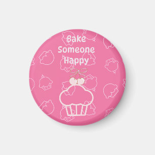 Rosa bake lycklig magnet