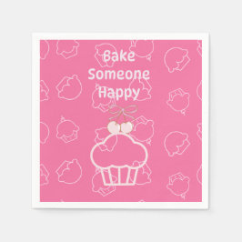 Rosa bake lycklig pappersservett