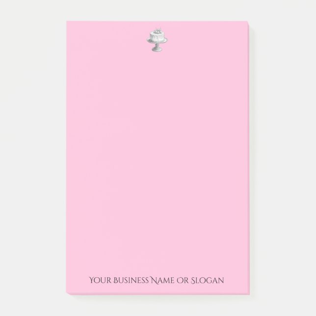 Rosa Bakery Business Elegant Cake Anpassningsbar T Post-it Block (Framsida)