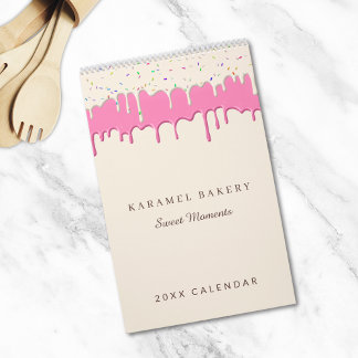 Rosa Bakery Frosting Drip Business Logotyp Kalender