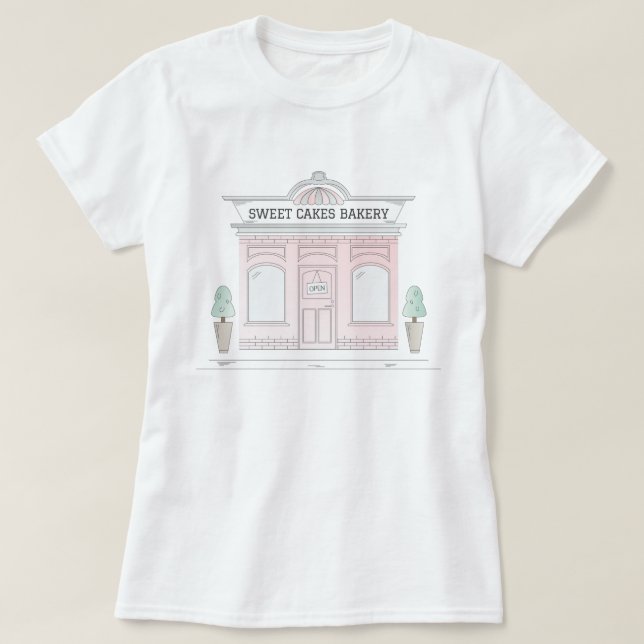 Rosa Bakery Shop Illustrated Cafe T-Shirt (Design framsida)