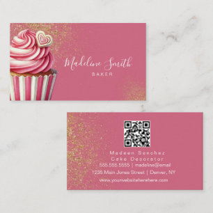 Rosa bakglitter Cupcakes Streckkod Visitkort