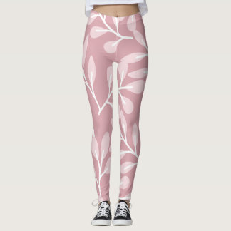 Rosa Bakgrund, Blommigt Leggings
