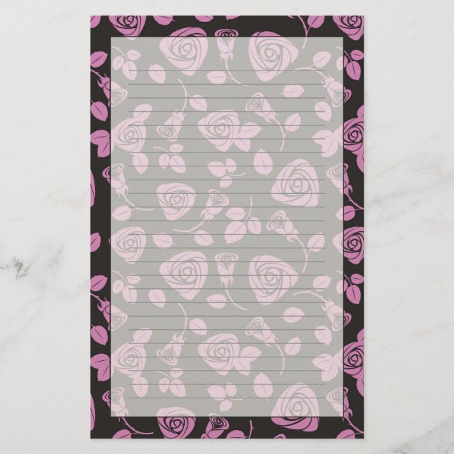 Rosa bakgrund för blommigt brevpapper (Framsida)