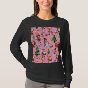 Rosa bakgrund jul dekorativt mönster t shirt