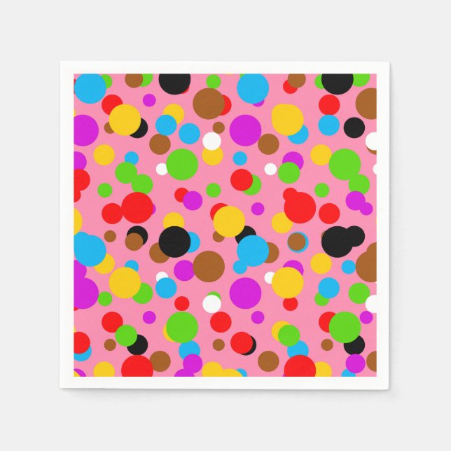 Rosa Bakgrundsfärgad Polka dots Pappersservett (Framsidan)