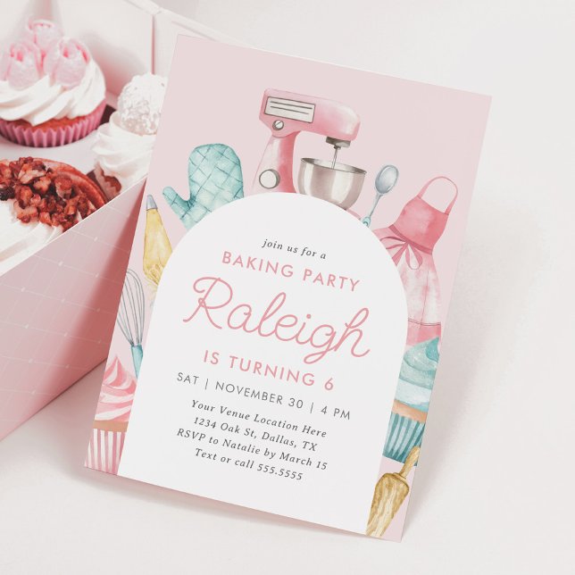 Rosa Baking-Födelsedagsfest Inbjudningar (Skapare uppladdad)