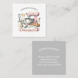 Rosa Baking Mixer Fyrkantigt Visitkort