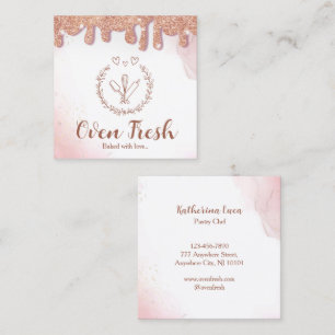 Rosa Baking Utensil Glitter Drives Bakery Fyrkantigt Visitkort