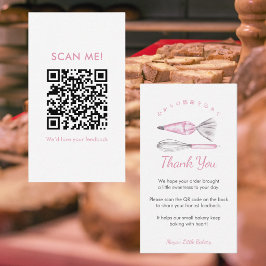Rosa bakredskap Bageri Lämna en recension QR-kod Visitkort