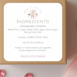 Rosa bakredskap Bakery ingrediens Produkt Fyrkantigt Klistermärke
