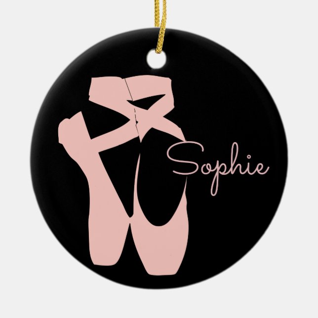 Rosa balettstolar julgransprydnad keramik (Framsidan)