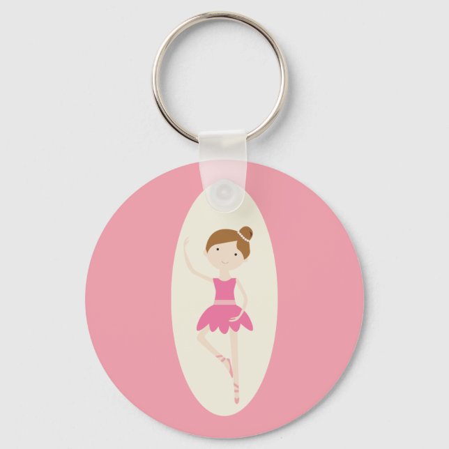 Rosa Ballerina 1 Keychain Nyckelring (Framsida)
