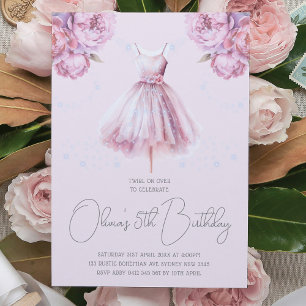 Rosa Ballerina Birthday Inbjudningar