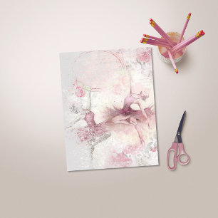 Rosa Ballerina Blommigt Scrapbook Papper