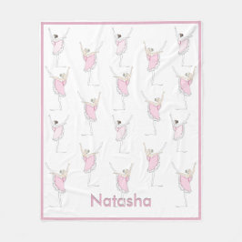 Rosa Ballerina Custom Name Dance Girl Fleecefilt