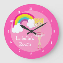 Rosa Ballerina Dancer Blonde Girl Anpassningsbar Stor Klocka