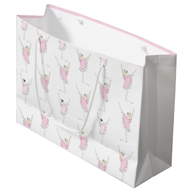 Rosa Ballerina Dancer Girl Gift Bag (Framsidan Vinklad)