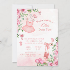 Rosa ballerina dans födelsedagsinbjudan inbjudningar