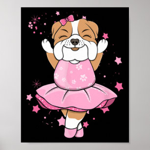 Rosa Ballerina English Bulldog Hund Ballett in Tut Poster