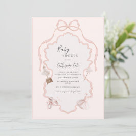 Rosa ballerina fantasifull baby shower  inbjudningar